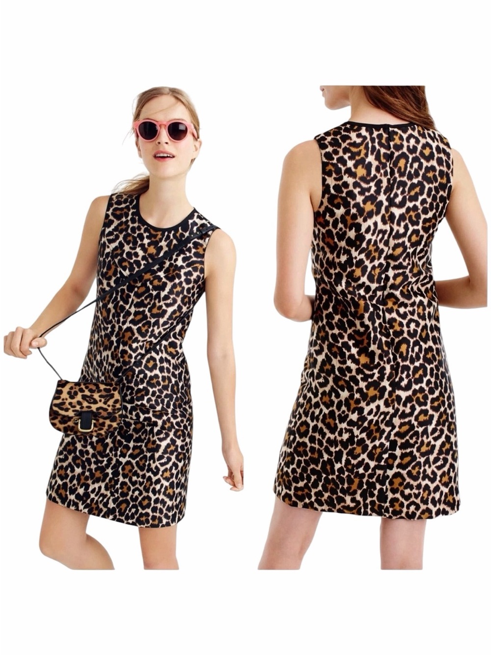 J. Crew Leopard Animal Print A-Line Shift Dress Size 16